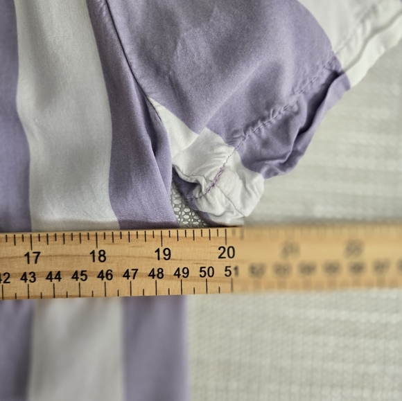 Denim & Flower Ricky Singh Button Up Shirt Purple White Striped 100% Viscose Lg - Picture 11 of 11
